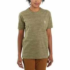 Carhartt Femme T-Shirt WORKW Pocket Basil Snow Heather