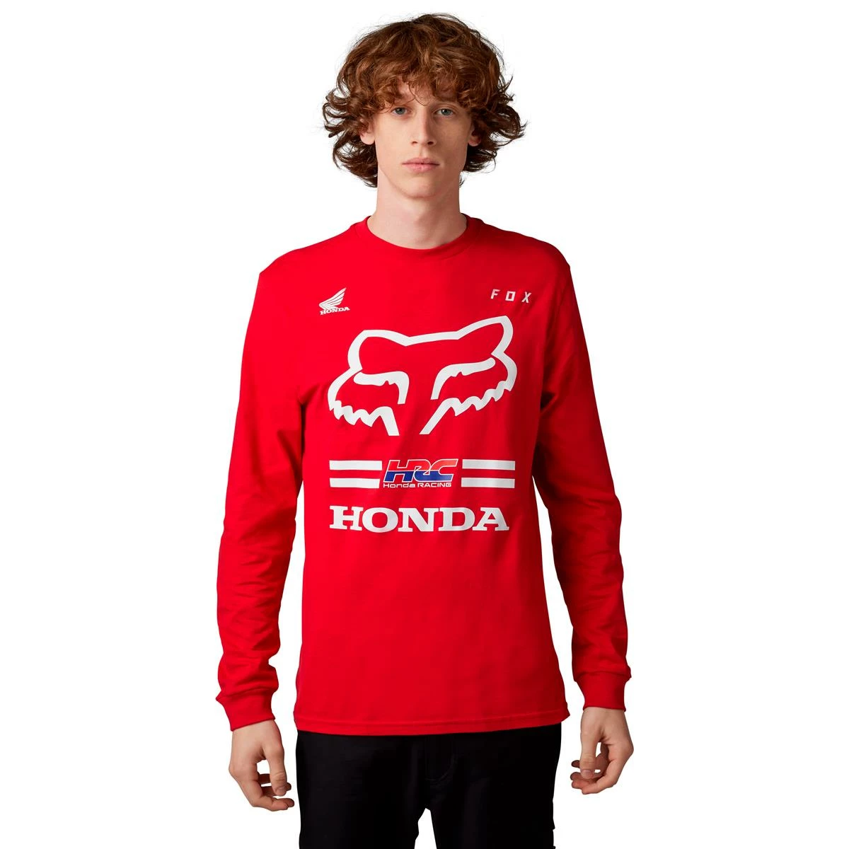 Fox T-Shirt Manches Longues Honda Rouge Flamme 3 Fox T-Shirt Manches Longues Honda Rouge Flamme