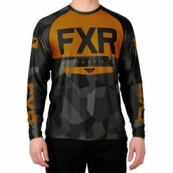FXR T-Shirt Manches Longues Helium X Tech Grey Camo/Orange