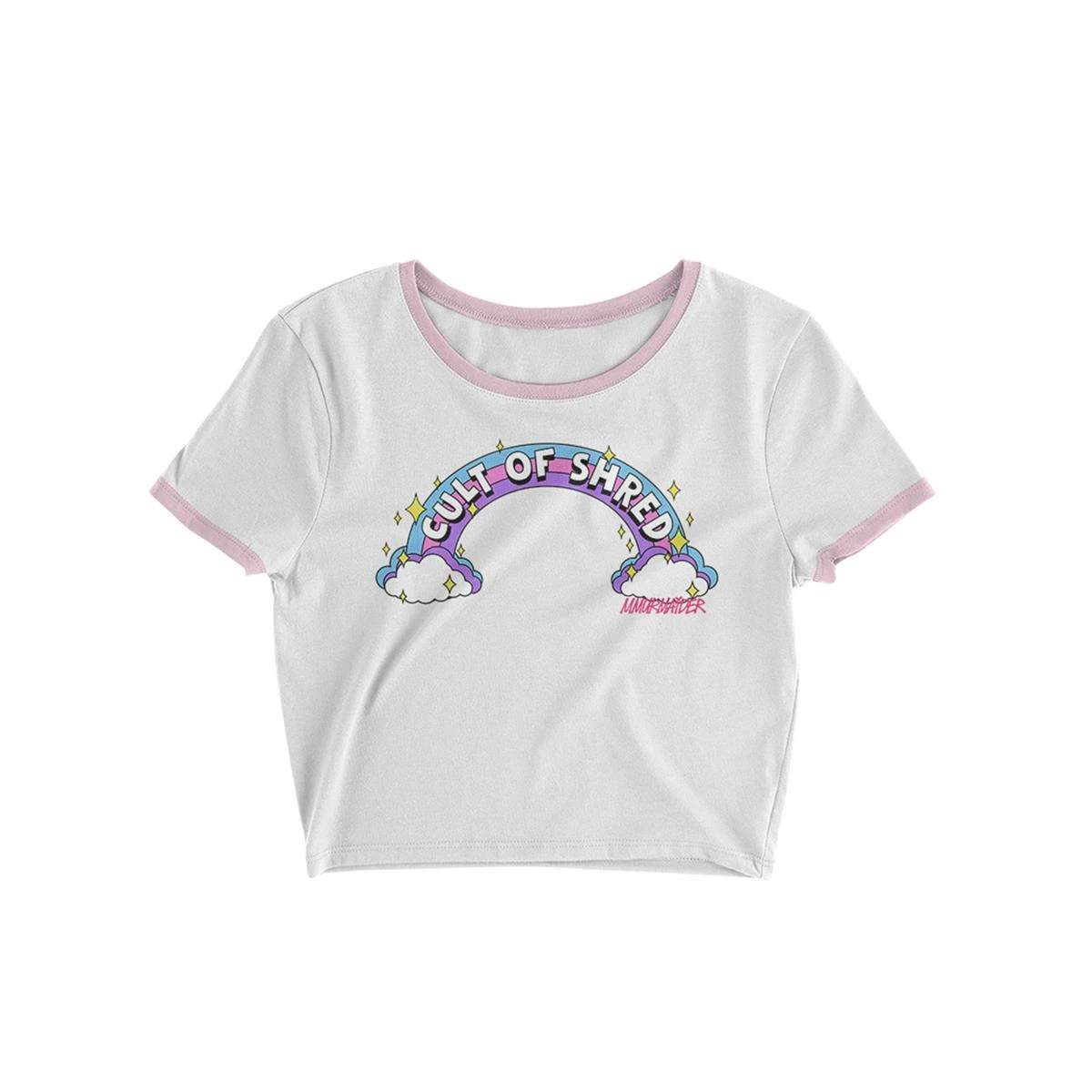 Loose Riders Femme T-Shirt Rainbow Crop - Blanc 3 Loose Riders Femme T-Shirt Rainbow Crop - Blanc