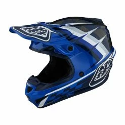 Troy Lee Designs Casque MX SE4 Polyacrylite Warped - Bleu